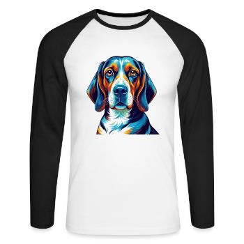Treeing Walker Coonhound Dog Breed Cartoon Kawaii - Unisex Long Sleeve Baseball T-Shirt - white/black - Front - Nik (191cm)