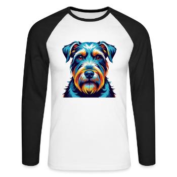 Sealyham Terrier Dog Breed Colorful Cartoon Kawaii - Unisex Long Sleeve Baseball T-Shirt - white/black - Front - Nik (191cm)