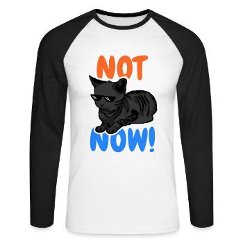 Lustige Katze - Unisex Baseballshirt langarm - Weiß/Schwarz - Vorne - Nik (191cm)