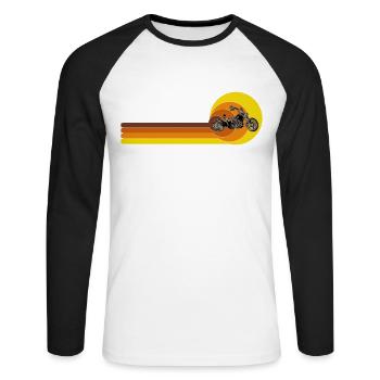 Trike Trike Rider Motor Trike Vintage Trike Bike - T-shirt baseball manches longues Homme - blanc/noir - Devant - Nik (191cm)