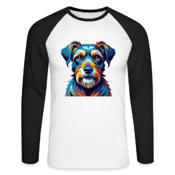 Mittelschnauze Race de chien Dessin animé coloré Kawaii - T-shirt baseball manches longues Homme - blanc/noir - Devant - Nik (191cm)