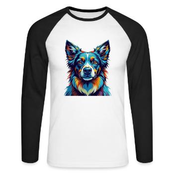 Sapsali Dog Breed Colorful Cartoon Kawaii - Unisex Long Sleeve Baseball T-Shirt - white/black - Front - Nik (191cm)