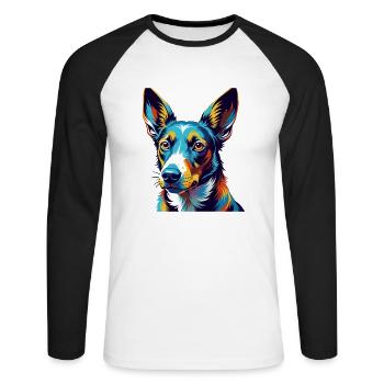 Podenco Canario Hunderasse Bunte Karikatur Kawaii - Unisex Baseballshirt langarm - Weiß/Schwarz - Vorne - Nik (191cm)