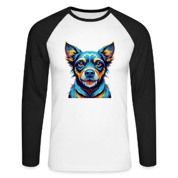 Ratonero Valenciano Race Chien Dessin animé Kawaii - T-shirt baseball manches longues Homme - blanc/noir - Devant - Nik (191cm)