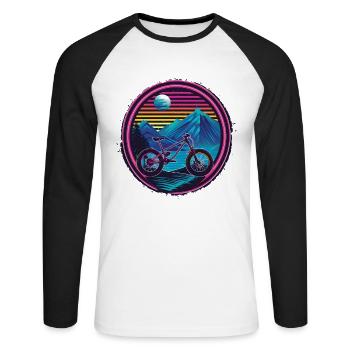 Retro Radfahrer - Unisex Baseballshirt langarm - Weiß/Schwarz - Vorne - Nik (191cm)