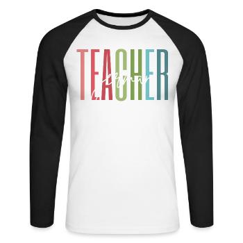 Cadeau d’école d’enseignant allemand - T-shirt baseball manches longues Homme - blanc/noir - Devant - Nik (191cm)