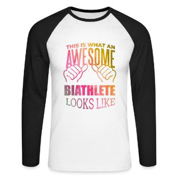 Biathlon Biathlon Biathlon - Unisex Baseballshirt langarm - Weiß/Schwarz - Vorne - Nik (191cm)