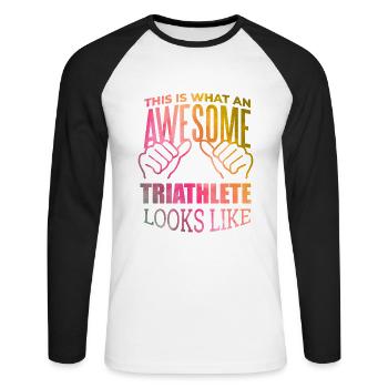 Triathlon Triathlon Triathlon - T-shirt baseball manches longues Homme - blanc/noir - Devant - Nik (191cm)