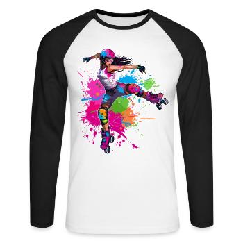 Roller Skater Girl - Unisex Long Sleeve Baseball T-Shirt - white/black - Front - Nik (191cm)