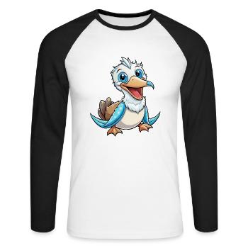 Frégatebird Mignon Personnage De Dessin Animé Kawaii Clipart - T-shirt baseball manches longues Homme - blanc/noir - Devant - Nik (191cm)