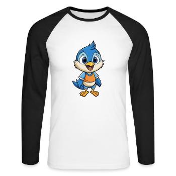 Kleiber Niedliche Zeichentrickfigur Kawaii Clipart - Unisex Baseballshirt langarm - Weiß/Schwarz - Vorne - Nik (191cm)