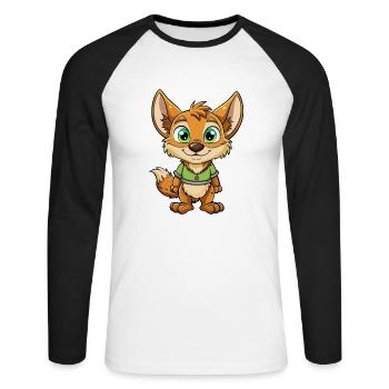 chacal mignon personnage de dessin animé Kawaii Clipart - T-shirt baseball manches longues Homme - blanc/noir - Devant - Nik (191cm)