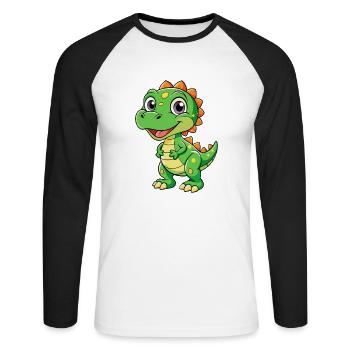 Dinosaur Cute Cartoon Character Kawaii Clipart - Unisex Long Sleeve Baseball T-Shirt - white/black - Front - Nik (191cm)