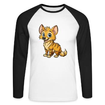 Aardwolf Mignon Personnage De Dessin Animé Kawaii Clipart - T-shirt baseball manches longues Homme - blanc/noir - Devant - Nik (191cm)
