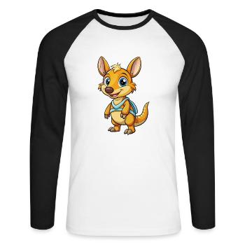 Aardvark Mignon Personnage De Dessin Animé Kawaii Clipart - T-shirt baseball manches longues Homme - blanc/noir - Devant - Nik (191cm)