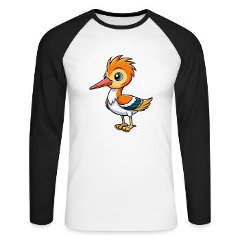 Avocet Cute Cartoon Character Kawaii Clipart - Unisex Long Sleeve Baseball T-Shirt - white/black - Front - Nik (191cm)