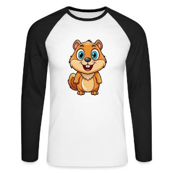 Gopher Cute Cartoon Character Kawaii Clipart - Unisex Long Sleeve Baseball T-Shirt - white/black - Front - Nik (191cm)