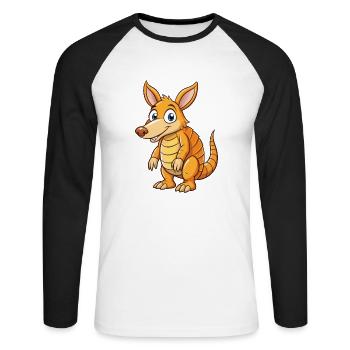 Aardvark Mignon Personnage De Dessin Animé Kawaii Clipart - T-shirt baseball manches longues Homme - blanc/noir - Devant - Nik (191cm)