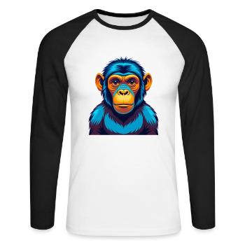Bonobo Colorful Kawaii Cartoon Character Clipart - Unisex Long Sleeve Baseball T-Shirt - white/black - Front - Nik (191cm)