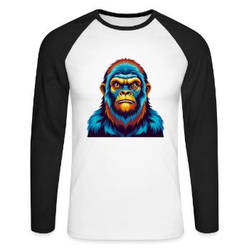 BigFoot Bunte Kawaii Cartoon Figur Clipart - Unisex Baseballshirt langarm - Weiß/Schwarz - Vorne - Nik (191cm)