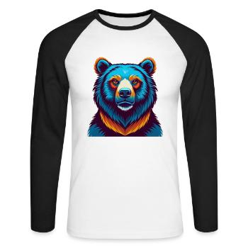 ours coloré kawaii dessin animé personnage clipart - T-shirt baseball manches longues Homme - blanc/noir - Devant - Nik (191cm)