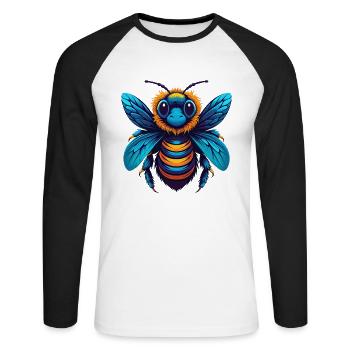 Bee Colorful Kawaii Cartoon Character Clipart - Unisex Long Sleeve Baseball T-Shirt - white/black - Front - Nik (191cm)