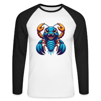 Craw coloré Kawaii Dessin animé Personnage Clipart - T-shirt baseball manches longues Homme - blanc/noir - Devant - Nik (191cm)