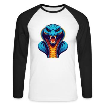 Cobra Colorful Kawaii Cartoon Character Clipart - Unisex Long Sleeve Baseball T-Shirt - white/black - Front - Nik (191cm)