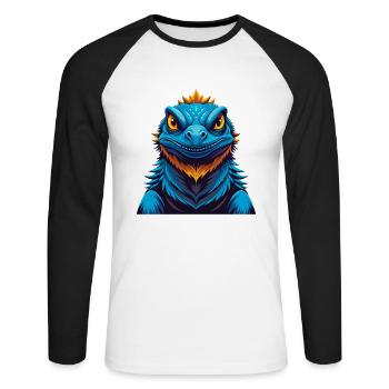 Basilisk Bunte Kawaii Cartoon Figur Clipart - Unisex Baseballshirt langarm - Weiß/Schwarz - Vorne - Nik (191cm)