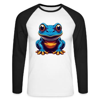 Frosch Bunte Kawaii Cartoon Figur Clipart - Unisex Baseballshirt langarm - Weiß/Schwarz - Vorne - Nik (191cm)