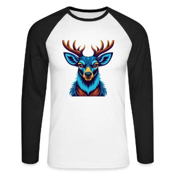 Deer Colorful Kawaii Cartoon Character Clipart - Unisex Long Sleeve Baseball T-Shirt - white/black - Front - Nik (191cm)