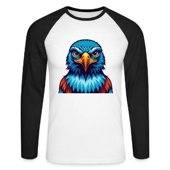 Falke Bunte Kawaii Cartoon Figur Clipart - Unisex Baseballshirt langarm - Weiß/Schwarz - Vorne - Nik (191cm)