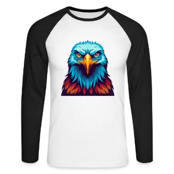 aigle coloré kawaii dessin animé personnage clipart - T-shirt baseball manches longues Homme - blanc/noir - Devant - Nik (191cm)