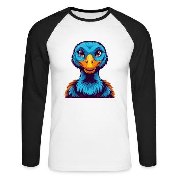 Goose Colorful Kawaii Cartoon Character Clipart - Unisex Long Sleeve Baseball T-Shirt - white/black - Front - Nik (191cm)