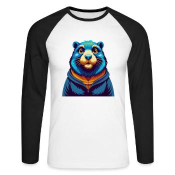 Gopher Colorful Kawaii Cartoon Character Clipart - Unisex Long Sleeve Baseball T-Shirt - white/black - Front - Nik (191cm)