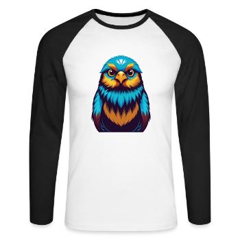 Canary Colorful Kawaii Cartoon Character Clipart - Unisex Long Sleeve Baseball T-Shirt - white/black - Front - Nik (191cm)