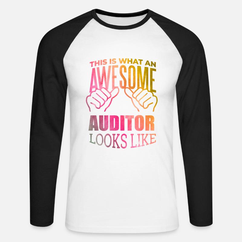 Auditor - Unisex Long Sleeve Baseball T-Shirt - white/black