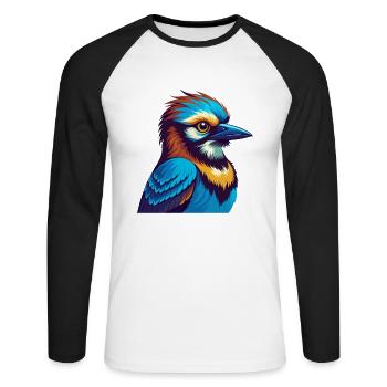 Jay Bird Bunte Kawaii Cartoon Figur Clipart - Unisex Baseballshirt langarm - Weiß/Schwarz - Vorne - Nik (191cm)