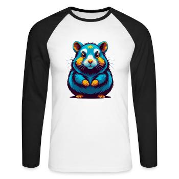 Hamster Bunte Kawaii Cartoon Figur Clipart - Unisex Baseballshirt langarm - Weiß/Schwarz - Vorne - Nik (191cm)