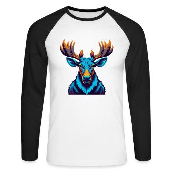 Moose Colorful Kawaii Cartoon Character Clipart - Unisex Long Sleeve Baseball T-Shirt - white/black - Front - Nik (191cm)