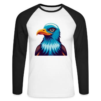 Mouette Coloré Kawaii Dessin Animé Personnage Clipart - T-shirt baseball manches longues Homme - blanc/noir - Devant - Nik (191cm)