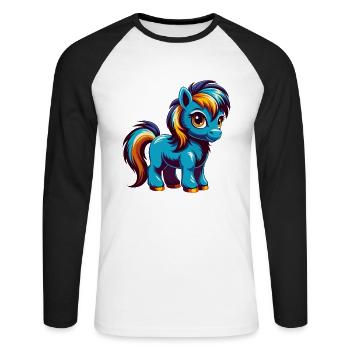 Pony Colorful Kawaii Cartoon Character Clipart - Unisex Long Sleeve Baseball T-Shirt - white/black - Front - Nik (191cm)