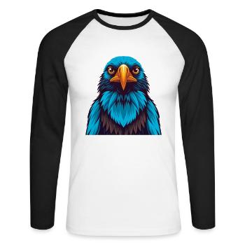 corbeau coloré Kawaii personnage de dessin animé Clipart - T-shirt baseball manches longues Homme - blanc/noir - Devant - Nik (191cm)