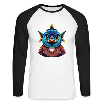 thon coloré kawaii dessin animé personnage clipart - T-shirt baseball manches longues Homme - blanc/noir - Devant - Nik (191cm)