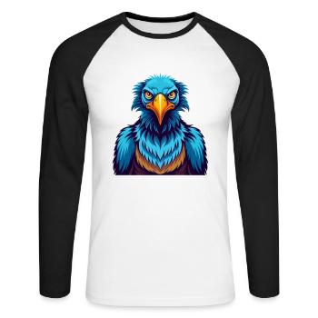 Vulture Coloré Kawaii Dessin Animé Personnage Clipart - T-shirt baseball manches longues Homme - blanc/noir - Devant - Nik (191cm)