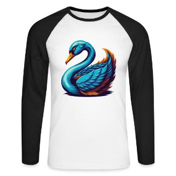 cygne coloré kawaii personnage de dessin animé clipart - T-shirt baseball manches longues Homme - blanc/noir - Devant - Nik (191cm)