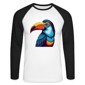 Toucan Colorful Kawaii Cartoon Character Clipart - Unisex Long Sleeve Baseball T-Shirt - white/black - Front - Nik (191cm)