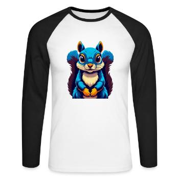 Squirrel Colorful Kawaii Cartoon Character Clipart - Unisex Long Sleeve Baseball T-Shirt - white/black - Front - Nik (191cm)