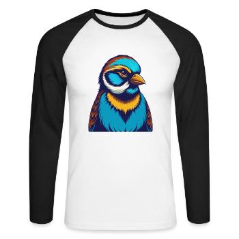 Sparrow Colorful Kawaii Cartoon Character Clipart - Unisex Long Sleeve Baseball T-Shirt - white/black - Front - Nik (191cm)