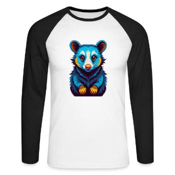Possum Colorful Kawaii Cartoon Character Clipart - Unisex Long Sleeve Baseball T-Shirt - white/black - Front - Nik (191cm)